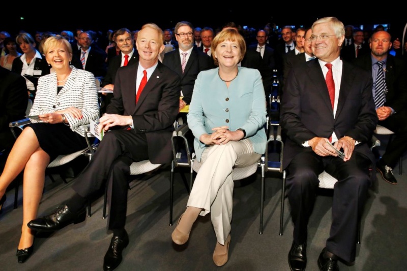 Bayer AG Hannelore Kraft, Marijn Dekkers, Angela Merkel, Werner Wenning